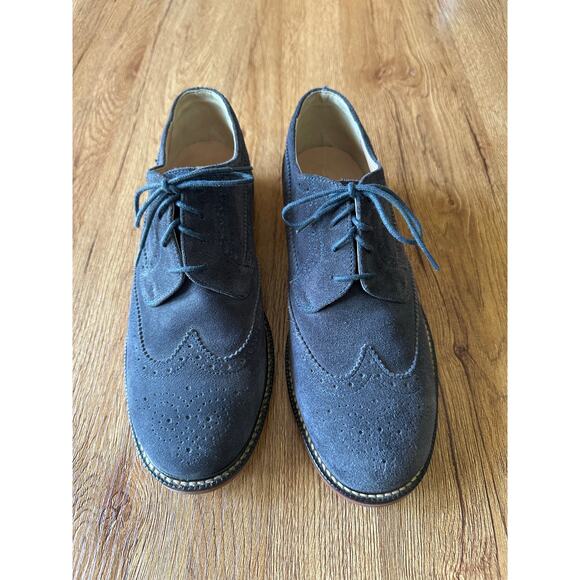 J. Crew Crewcuts Men's Blue Suede Wingtip Shoes Size 5 - Picture 2 of 6